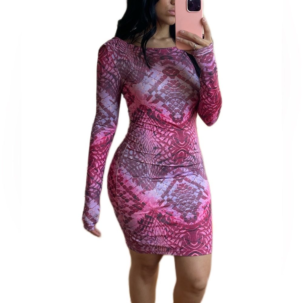 Armani Exchange Snake Print Pink Dress Size Xs | Color: Pink/Purple | Size: S